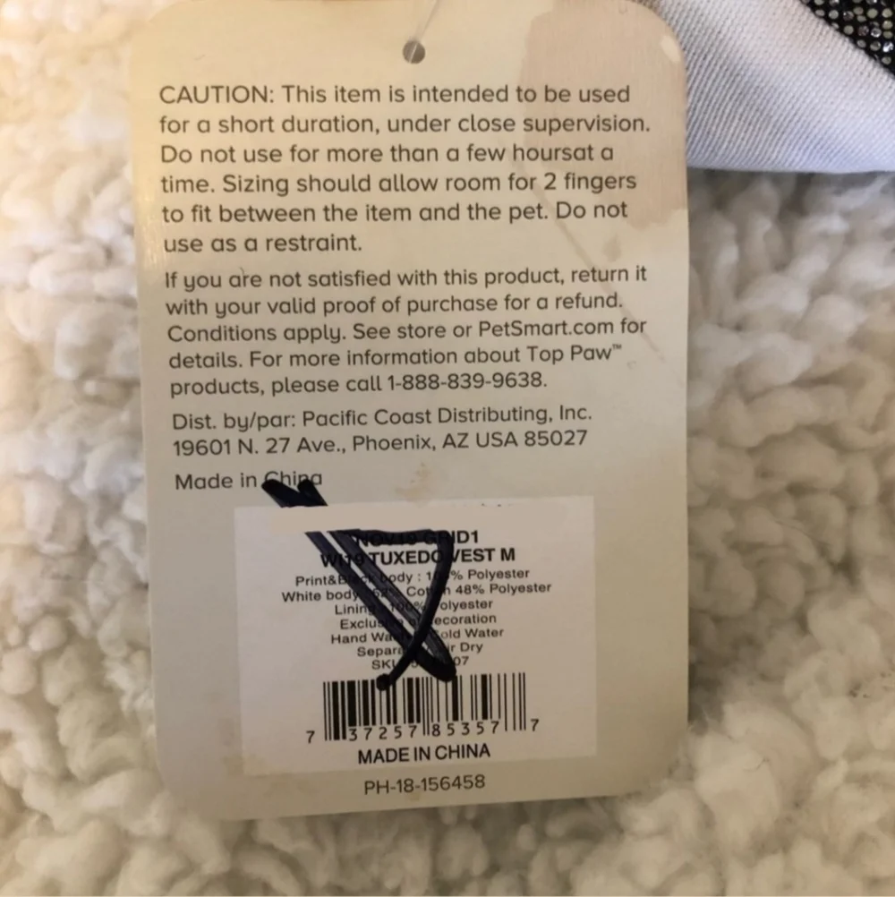 NWT Top Paw Tuxedo Shirt Dog Apparel Size Medium M Black White Silver Bow Tie
